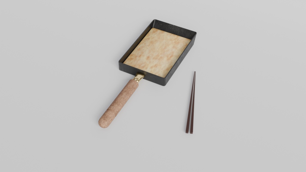 【3Dモデル】焼ける!箸でつかめる!卵焼き(だし巻き卵)