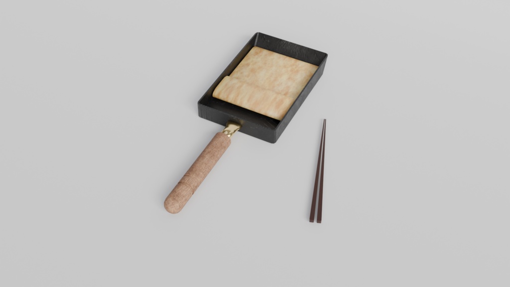 【3Dモデル】焼ける!箸でつかめる!卵焼き(だし巻き卵)