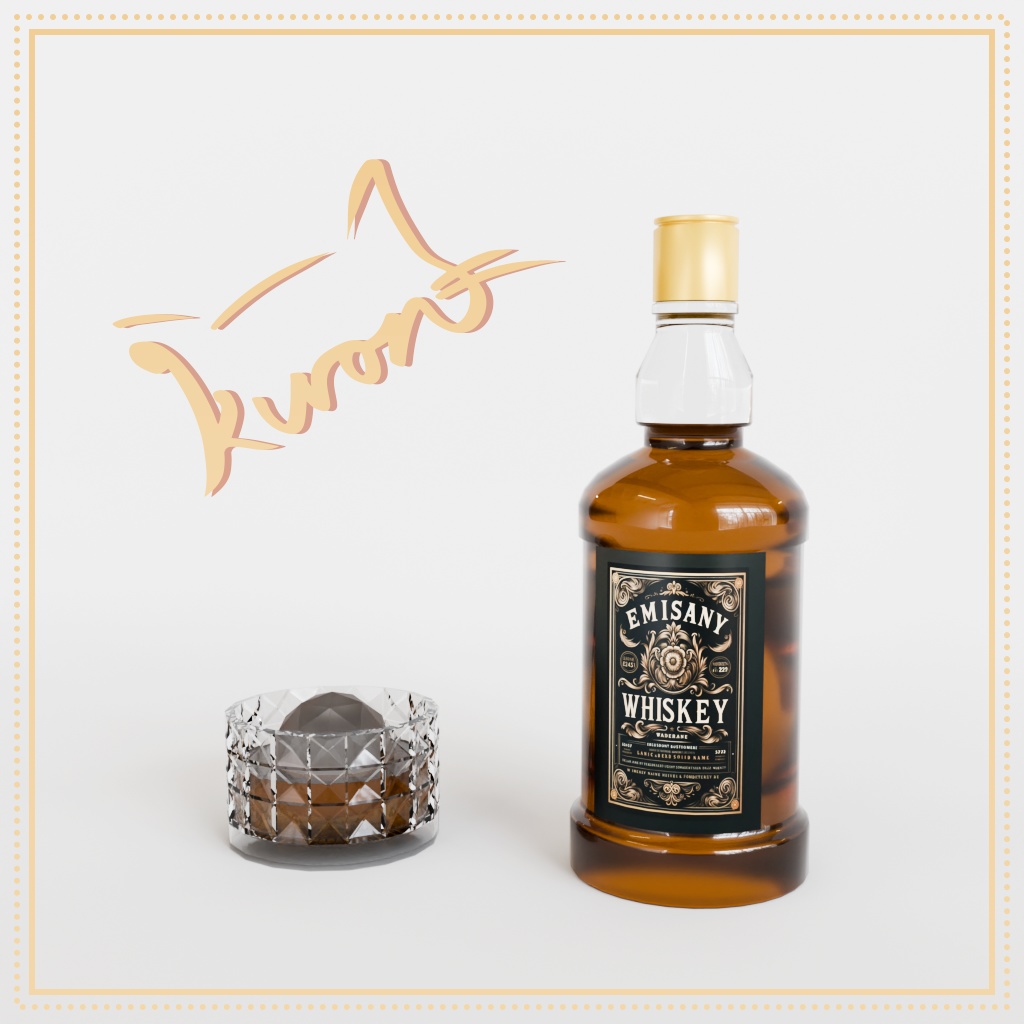 【3Dモデル】飲める！注げる！ウイスキー&グラスセット