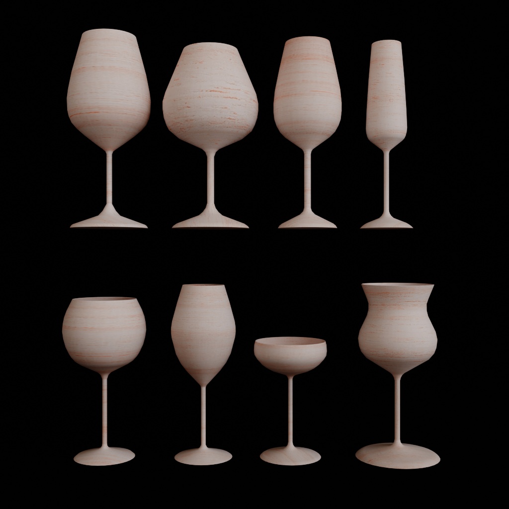 【3Dモデル】ワイングラス16種セット