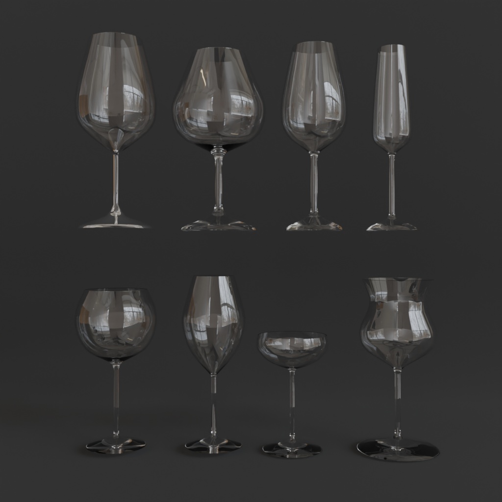 【3Dモデル】ワイングラス16種セット