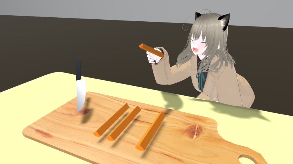 【VRCギミック開発入門書の参考ギミック】切って食べよう!ニンジンスティック