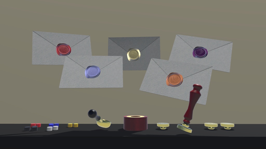 【3Dモデル】好きな色と柄を選んで押そう!シーリングスタンプ(封蝋)ギミック