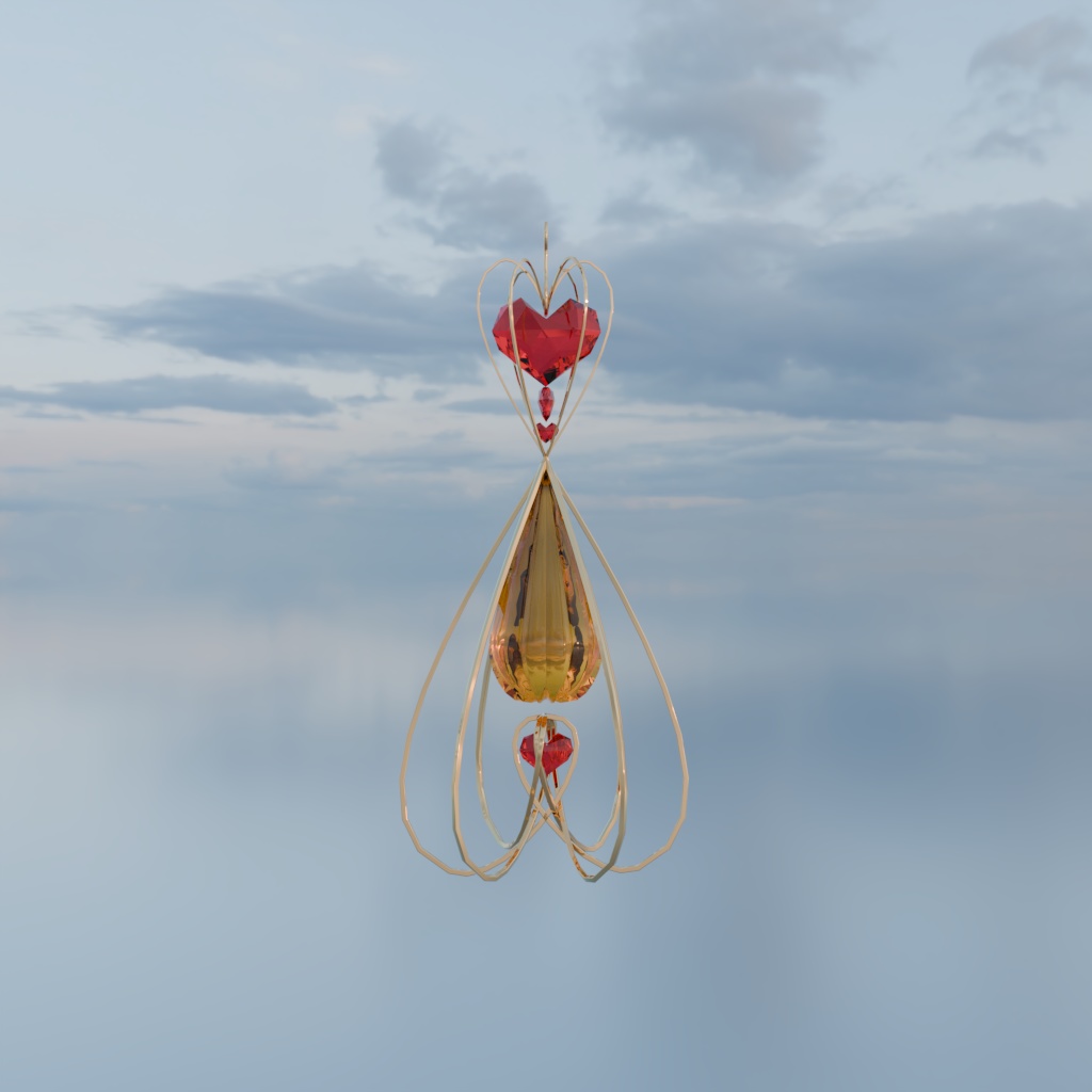 【3Dモデル】ハートモチーフイヤリング・ピアス(Physbone・MA設定済)