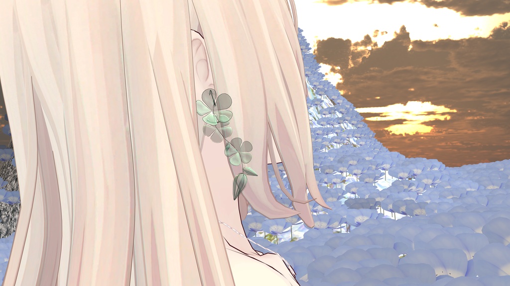 【3Dモデル】ディップアート風お花のイヤリング・ピアス(Physbone・MA設定済)