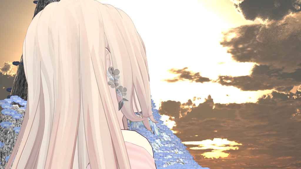 【3Dモデル】ディップアート風お花のイヤリング・ピアス(Physbone・MA設定済)