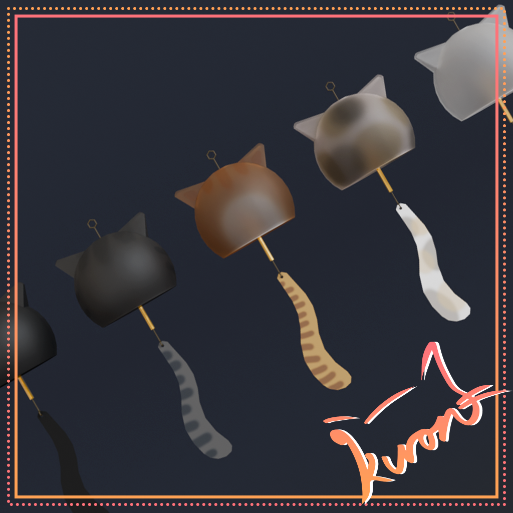 【3Dモデル】猫型風鈴～揺れるアニメーションと猫の鳴き声つき～