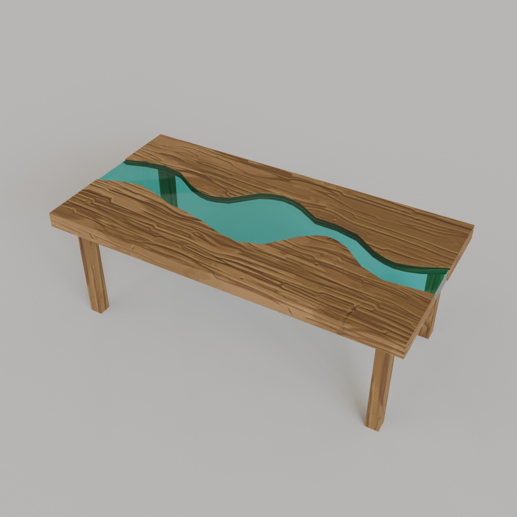 【3Dモデル】ウッドレジンテーブル