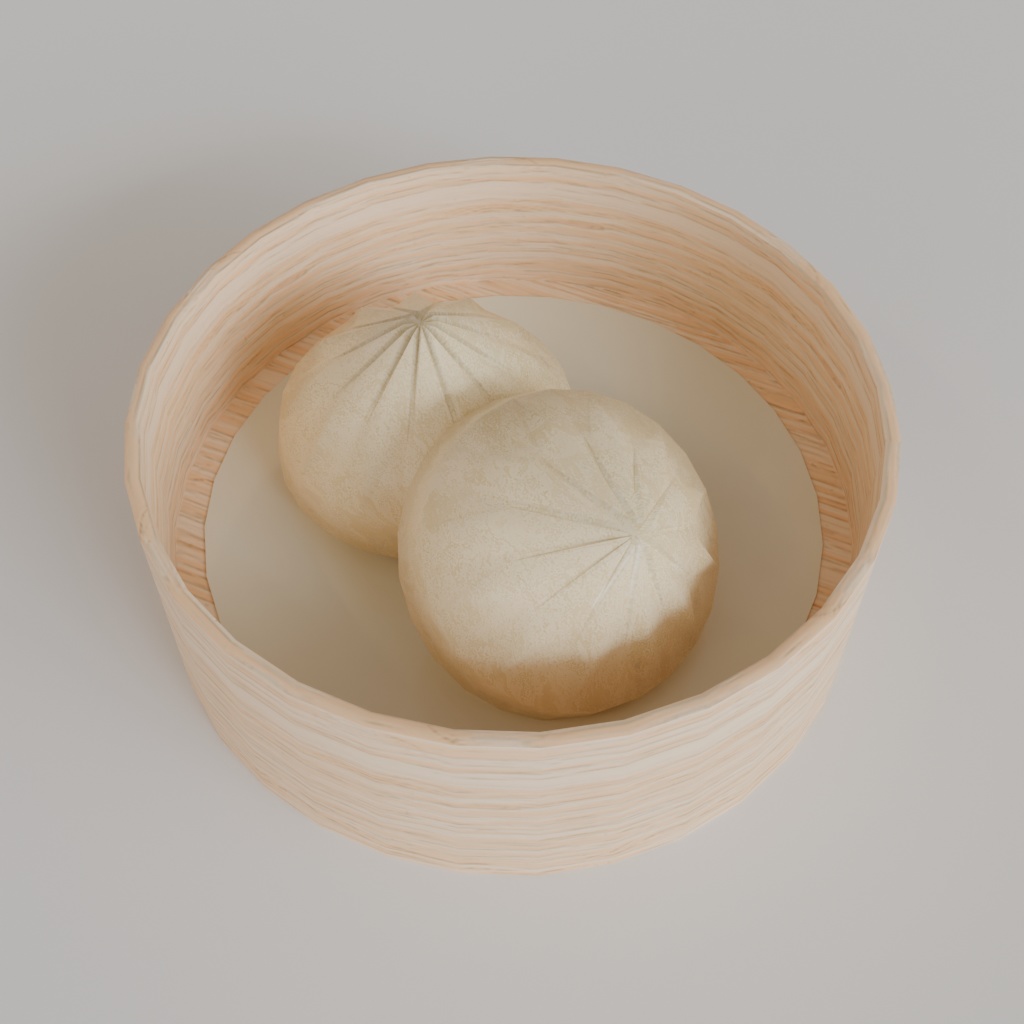 【3Dモデル】中華料理セット~肉まん・餃子・ターンテーブル・皿~
