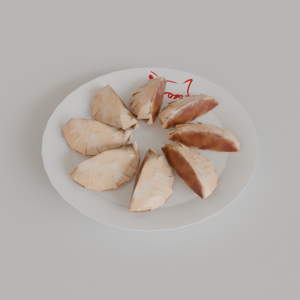 【3Dモデル】中華料理セット~肉まん・餃子・ターンテーブル・皿~