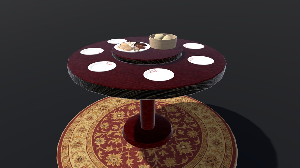 【3Dモデル】中華料理セット~肉まん・餃子・ターンテーブル・皿~