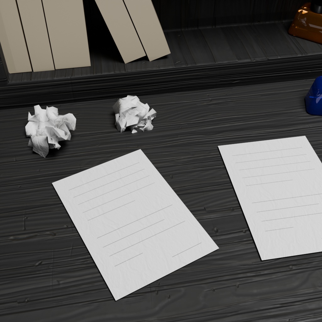 【3Dモデル】物書きの部屋~家具小物15点セット~