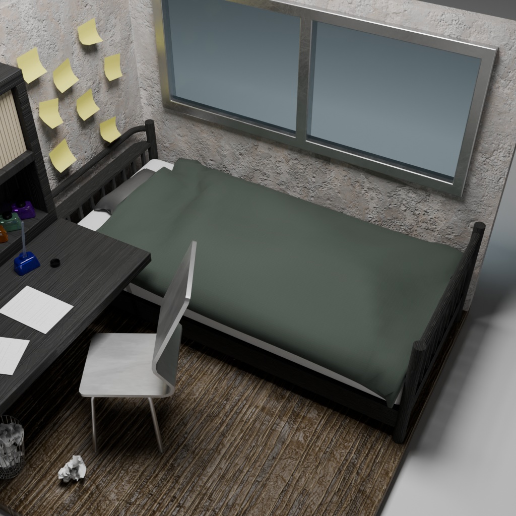 【3Dモデル】物書きの部屋~家具小物15点セット~