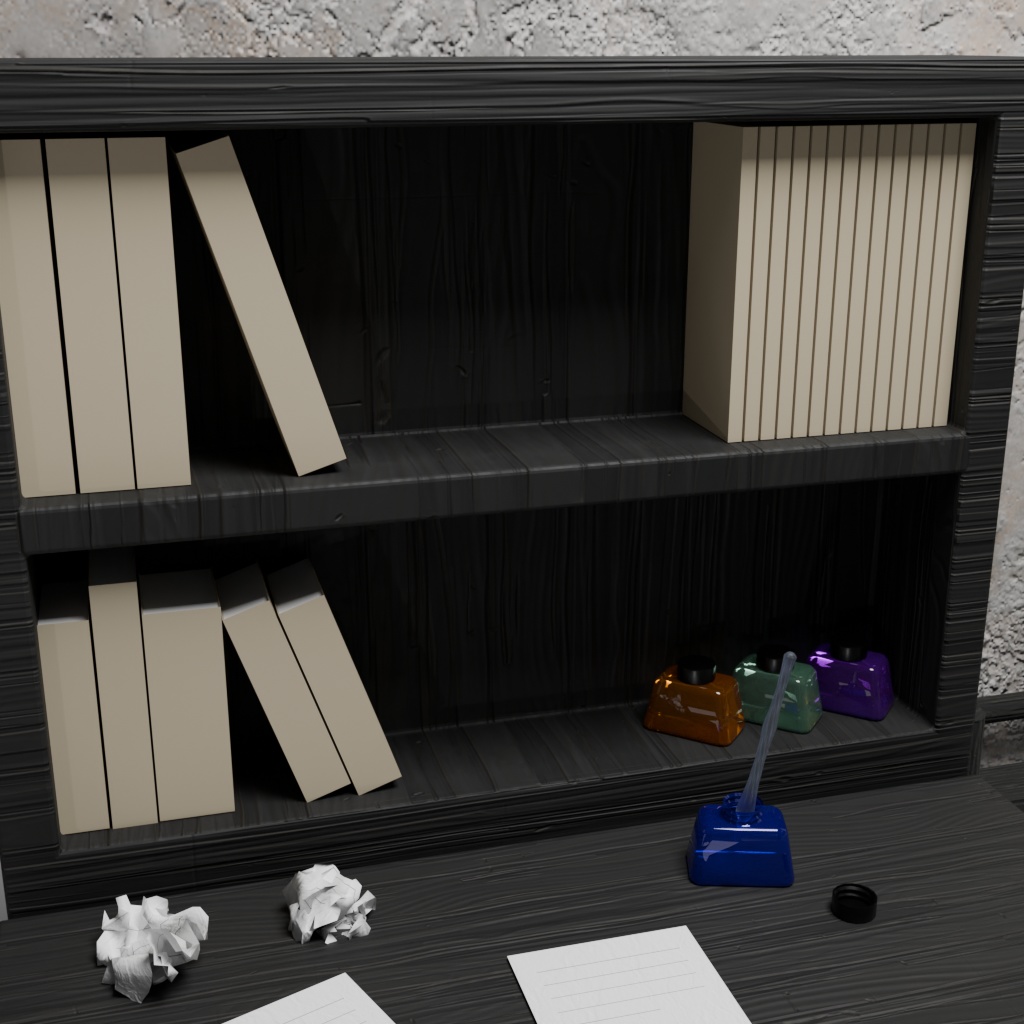 【3Dモデル】物書きの部屋~家具小物15点セット~