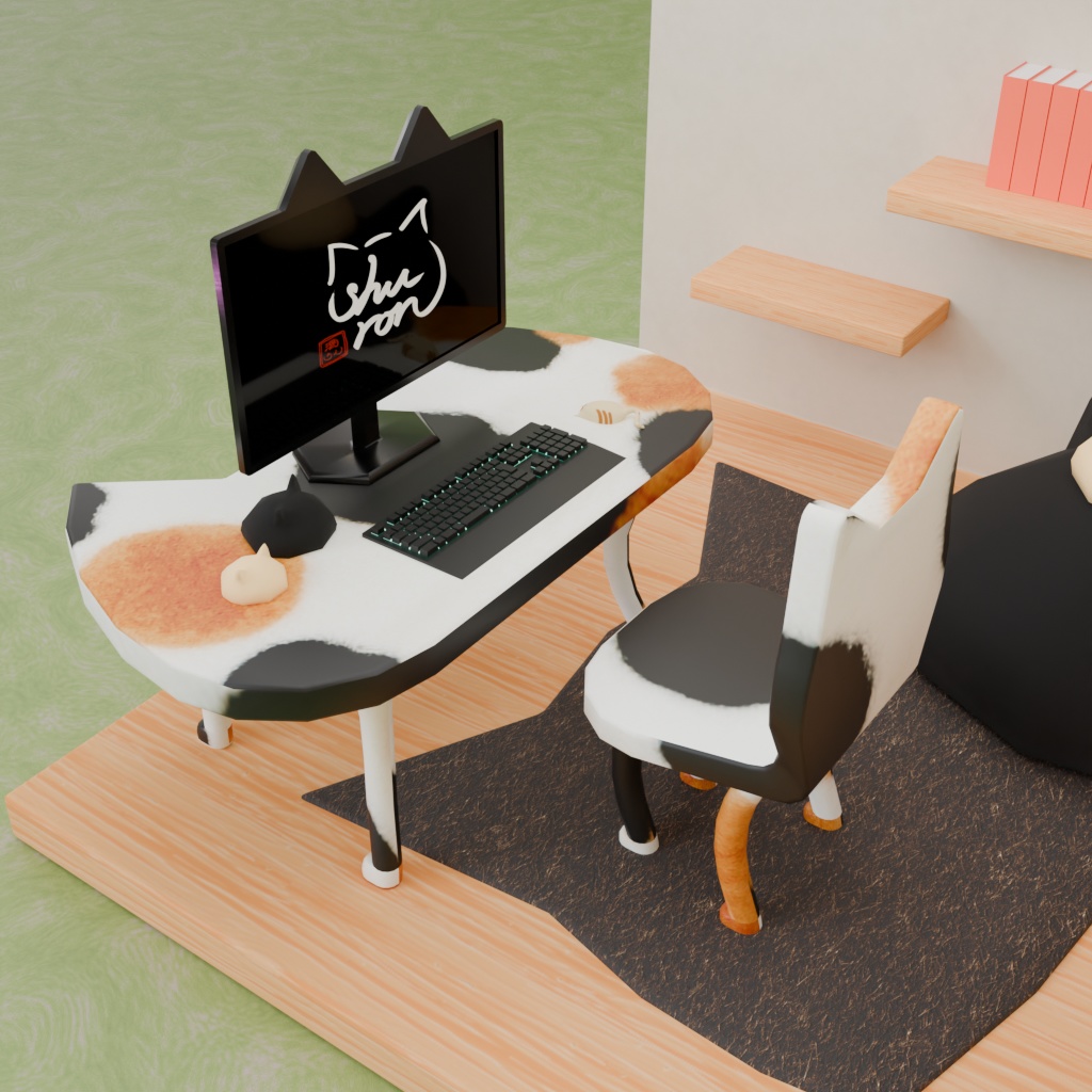 【3Dモデル】ねこ好きの部屋~家具小物16点セット~