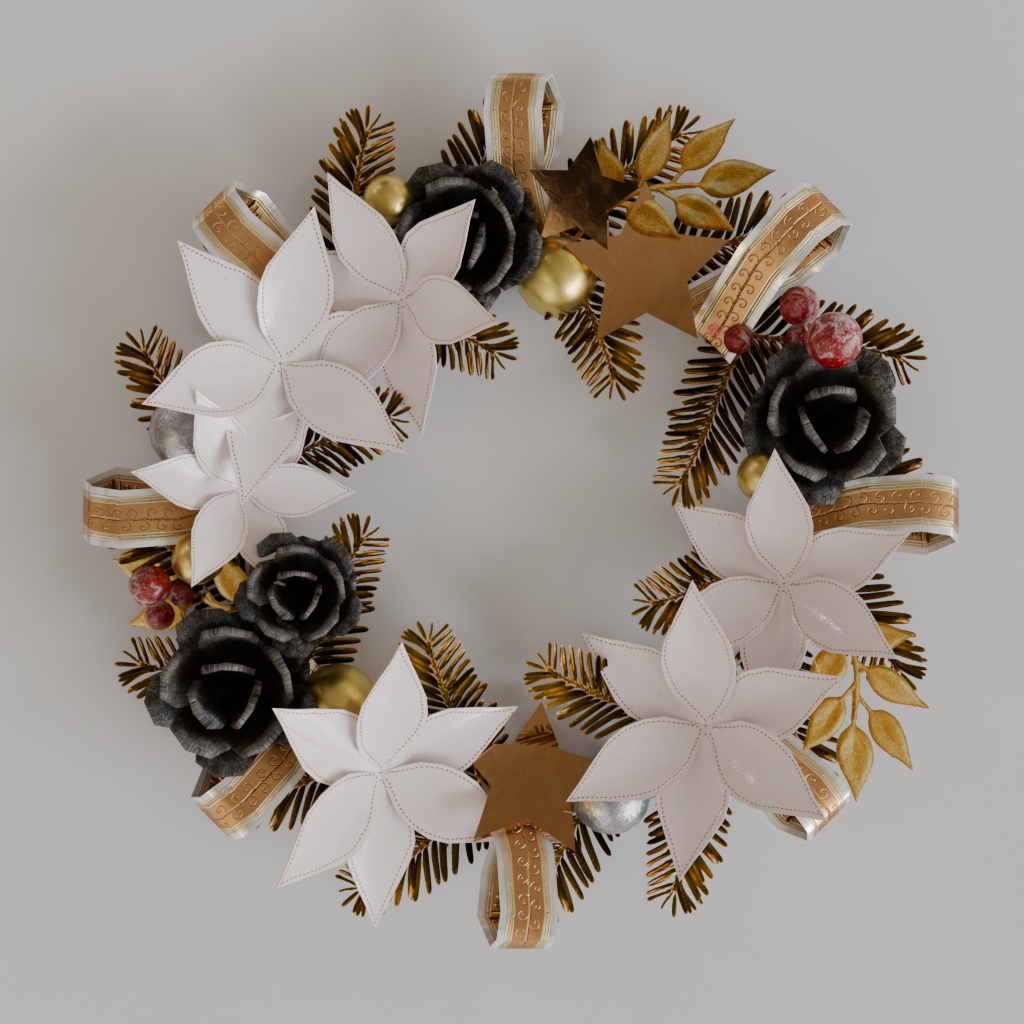 【3Dモデル】クリスマスリース~2種セット~