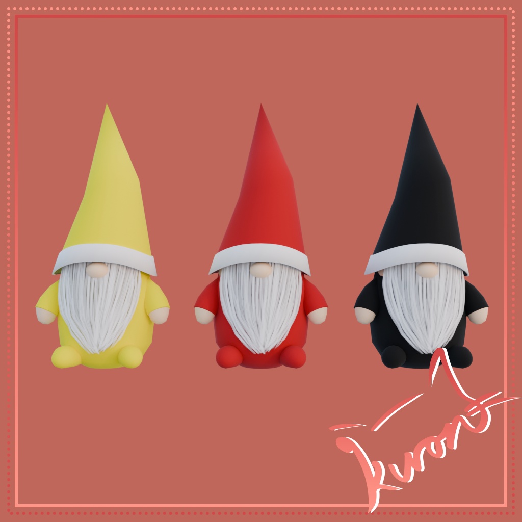 【3Dモデル】クリスマスノーム3種
