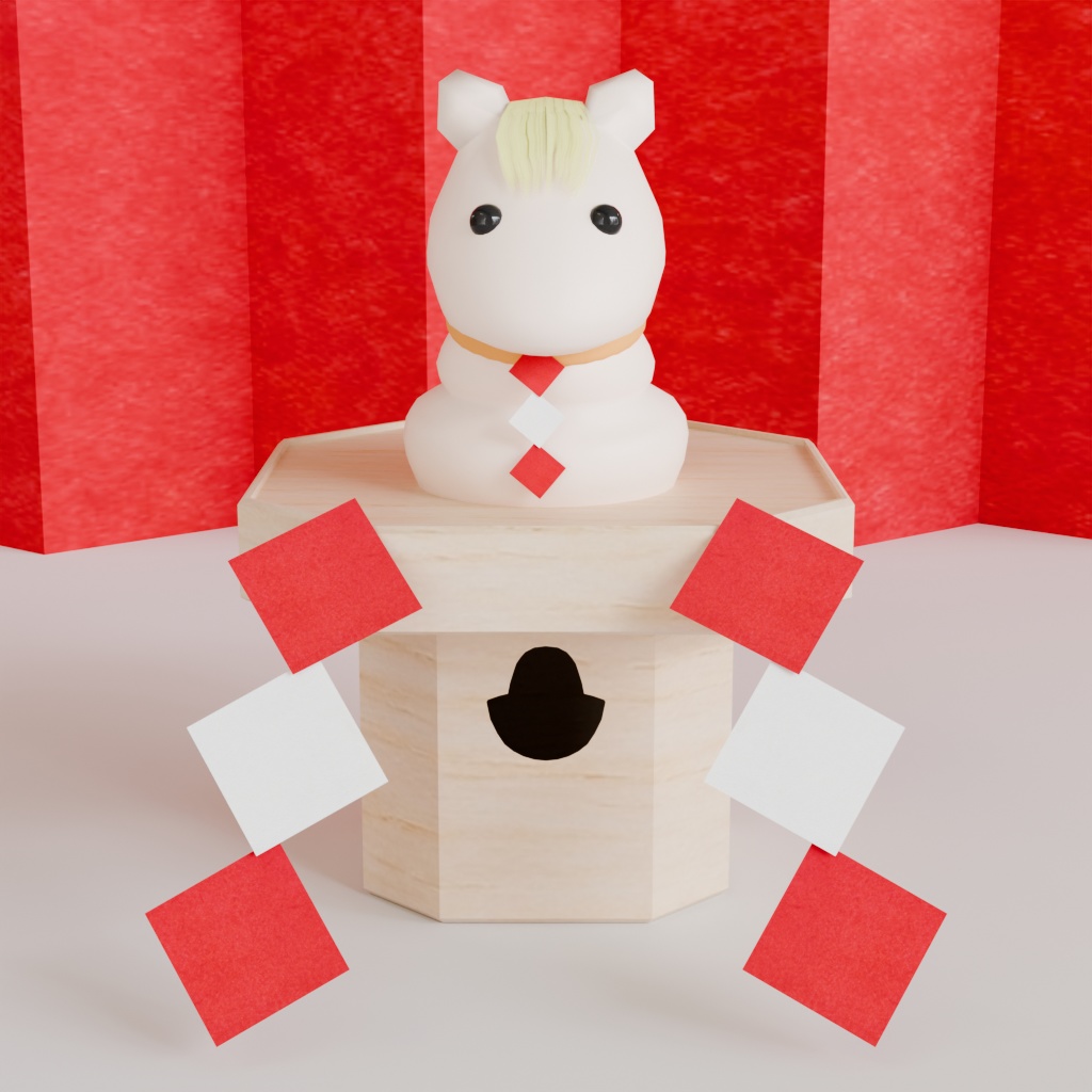 【3Dモデル】鏡餅~午(馬・ウマ)モチーフ~