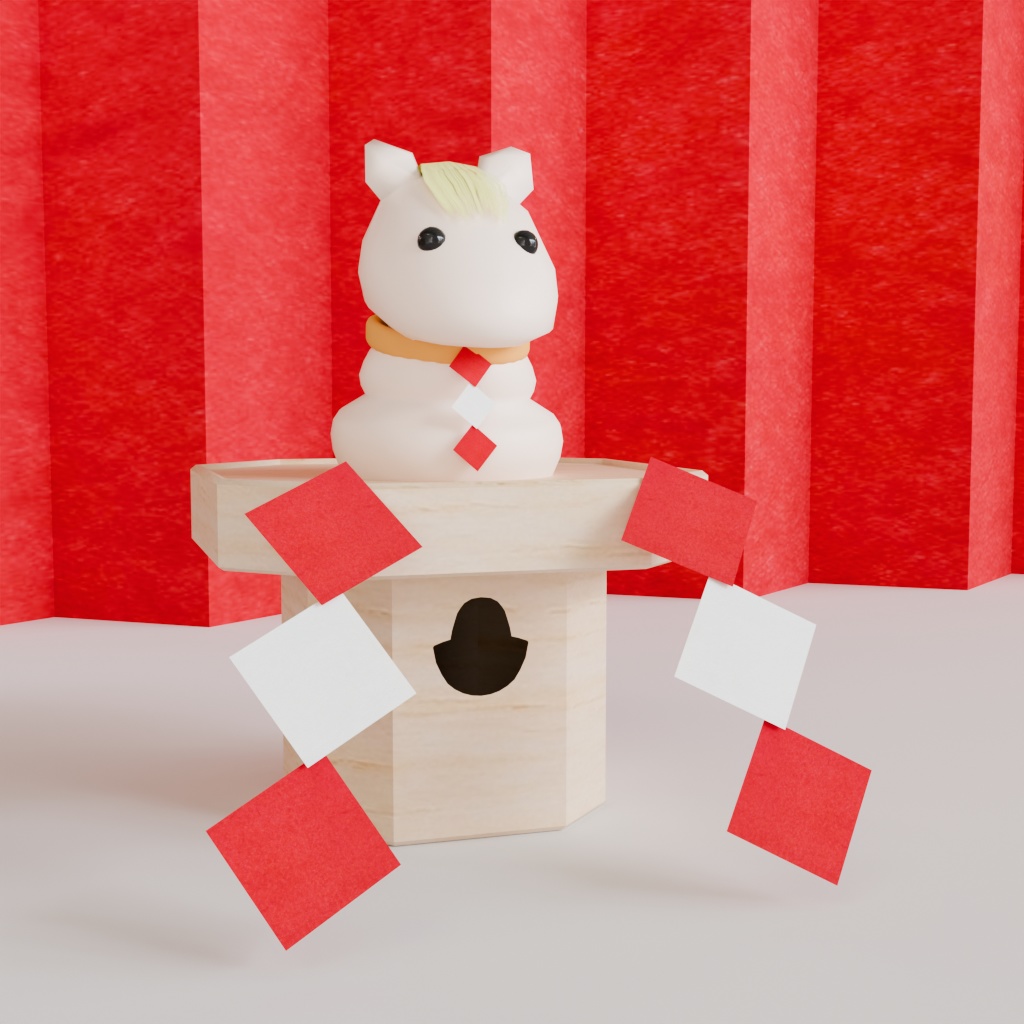 【3Dモデル】鏡餅~午(馬・ウマ)モチーフ~