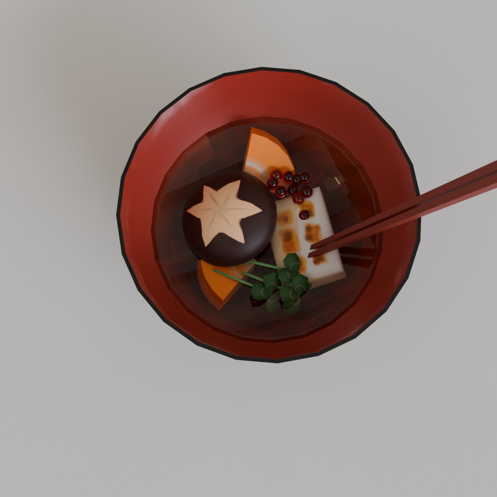 【3Dモデル】お餅が伸びる!食べれる!お雑煮セット~東北版~