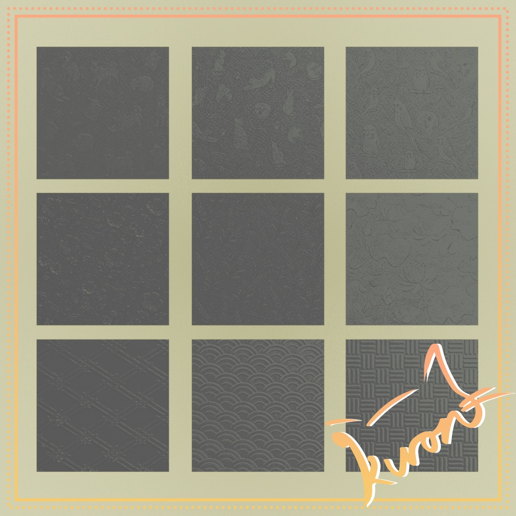 【3Dモデル】昭和ガラス～動物と花と和柄の9種セット～