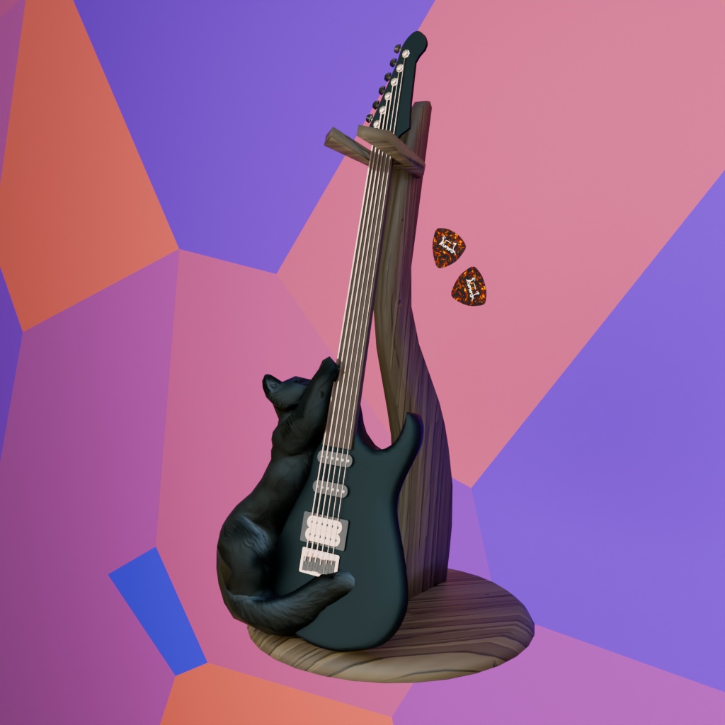【VRCギミック】好きな曲を弾こう!ねこちゃんギターギミック