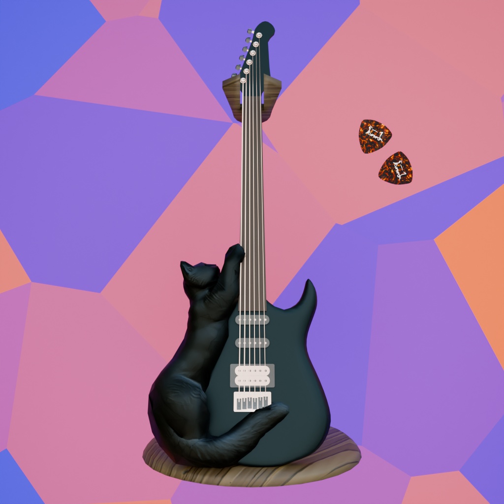 【VRCギミック】好きな曲を弾こう!ねこちゃんギターギミック