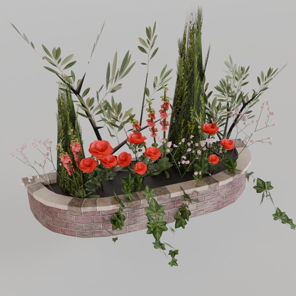 【3Dモデル】花壇アセット~12種の植物と3種類の花壇~