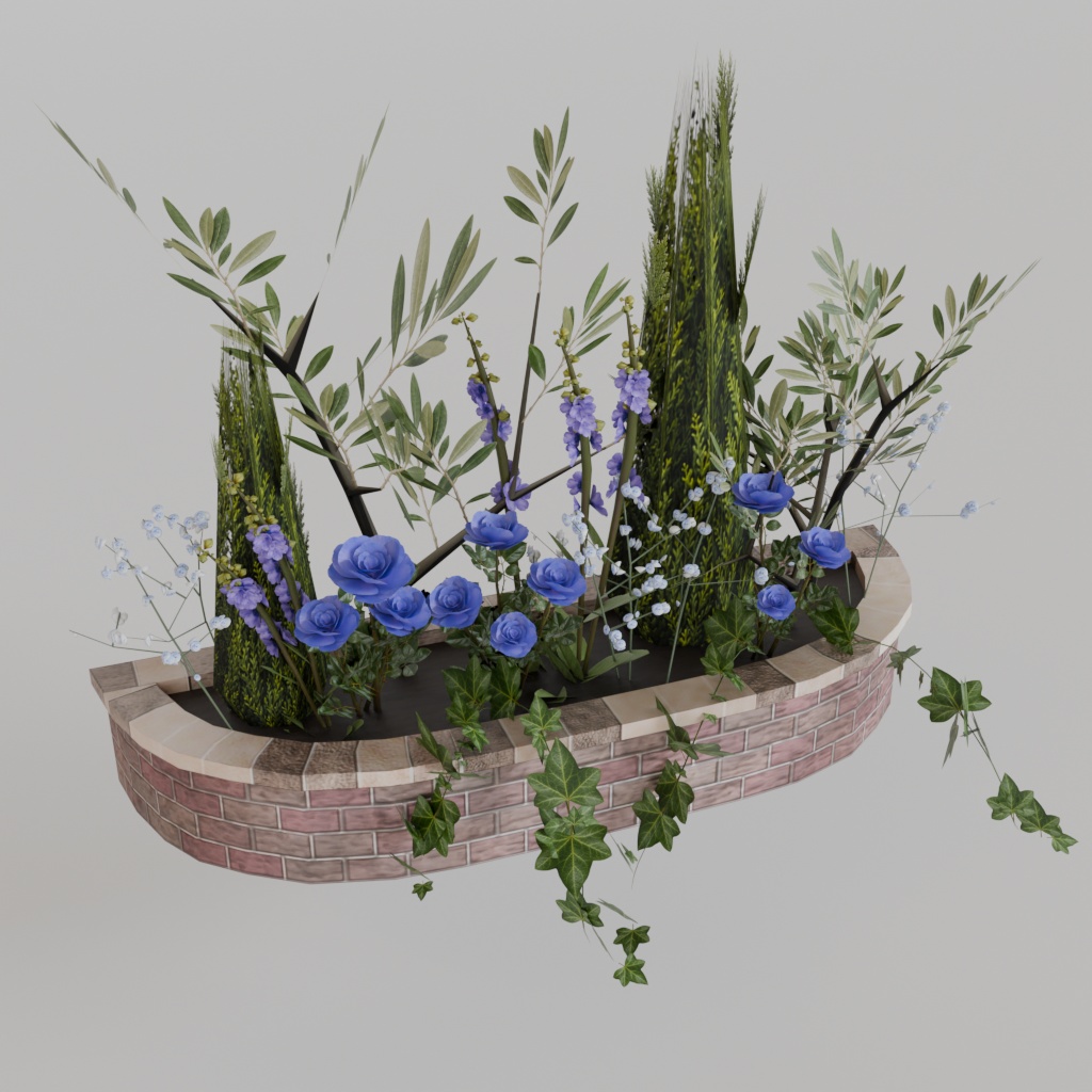 【3Dモデル】花壇アセット~12種の植物と3種類の花壇~