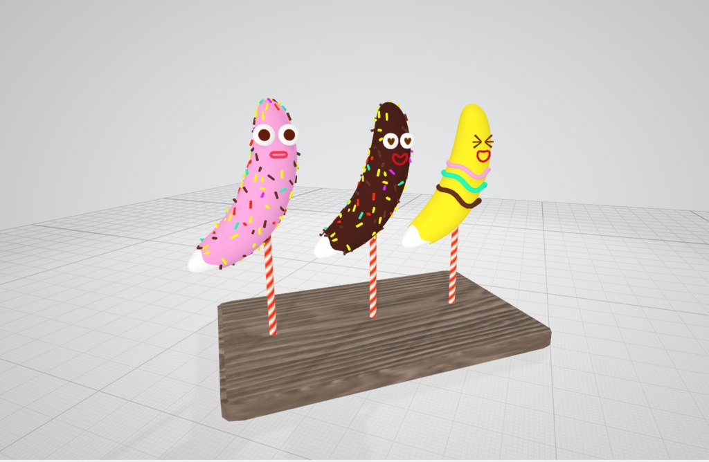 【VRC想定】CHOCO、チョコバナナ等の贈り物セット【3D小物】(机付き)【PCVR/Quest】