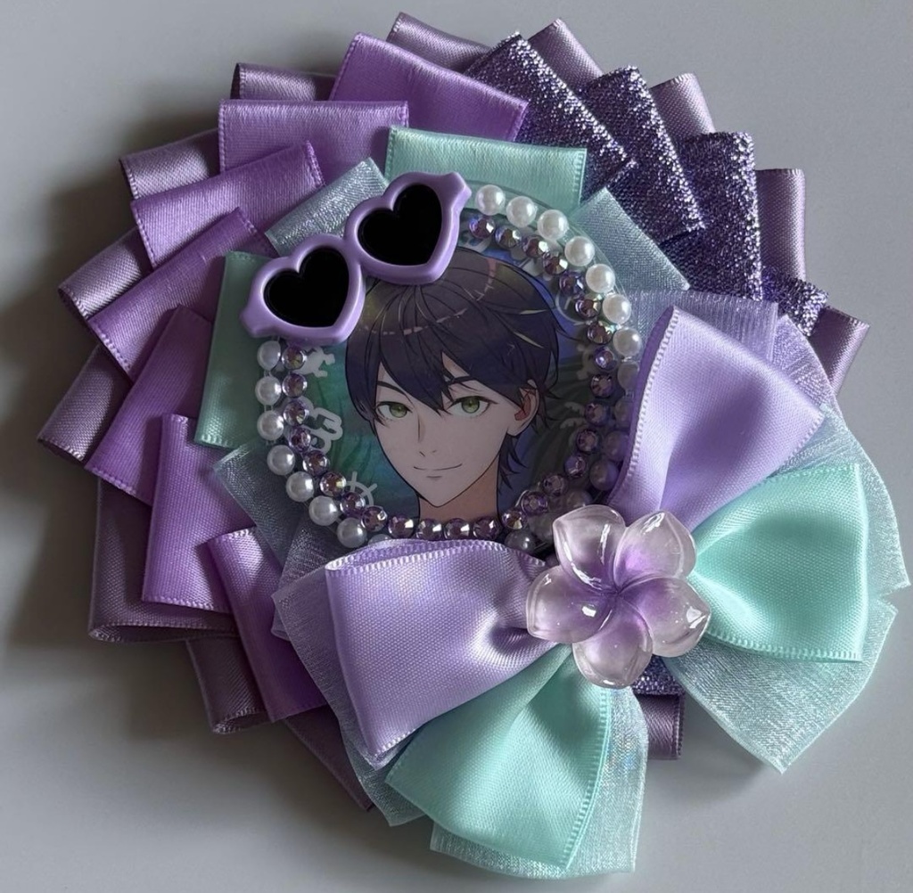 ハンドメイド ロゼット 痛ロゼット ROF-MAO Limitless 剣持刀也 紫×緑 パープル×グリーン
