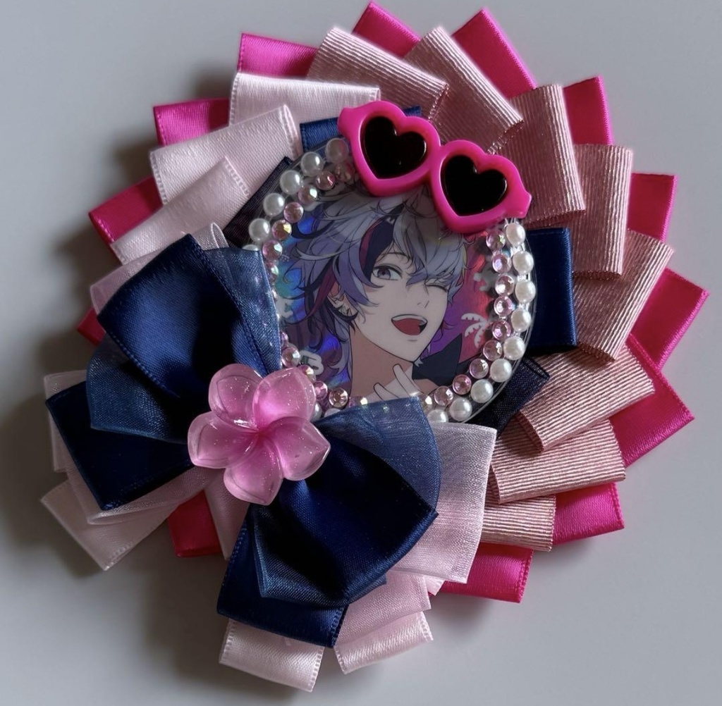 ハンドメイド ロゼット 痛ロゼット ROF-MAO Limitless 不破湊 ピンク×ネイビー 桃×紺