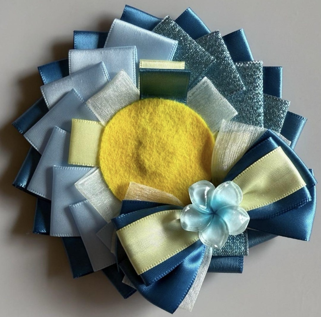 ハンドメイド ロゼット 痛ロゼット ROF-MAO Limitless 甲斐田晴 水色×黄色 ブルー×イエロー