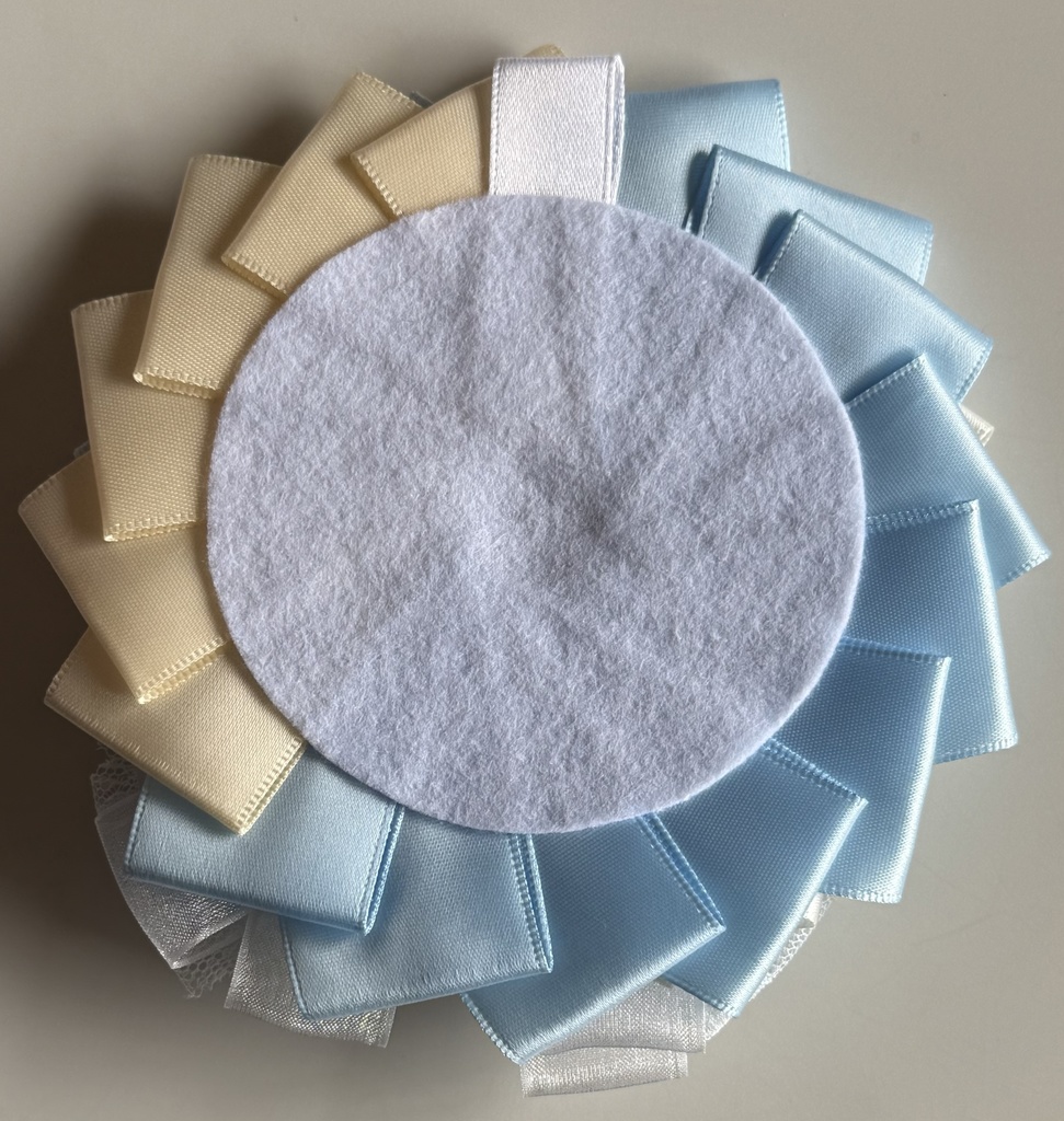 ハンドメイド ロゼット 痛ロゼット 水色×白 ブルー×ホワイト