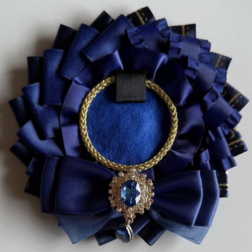 ハンドメイド ロゼット 痛ロゼット ネイビー×ゴールド 紺×金