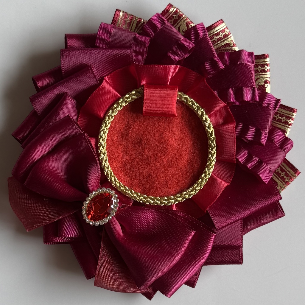 ハンドメイド ロゼット 痛ロゼット レッド×ゴールド 赤×金