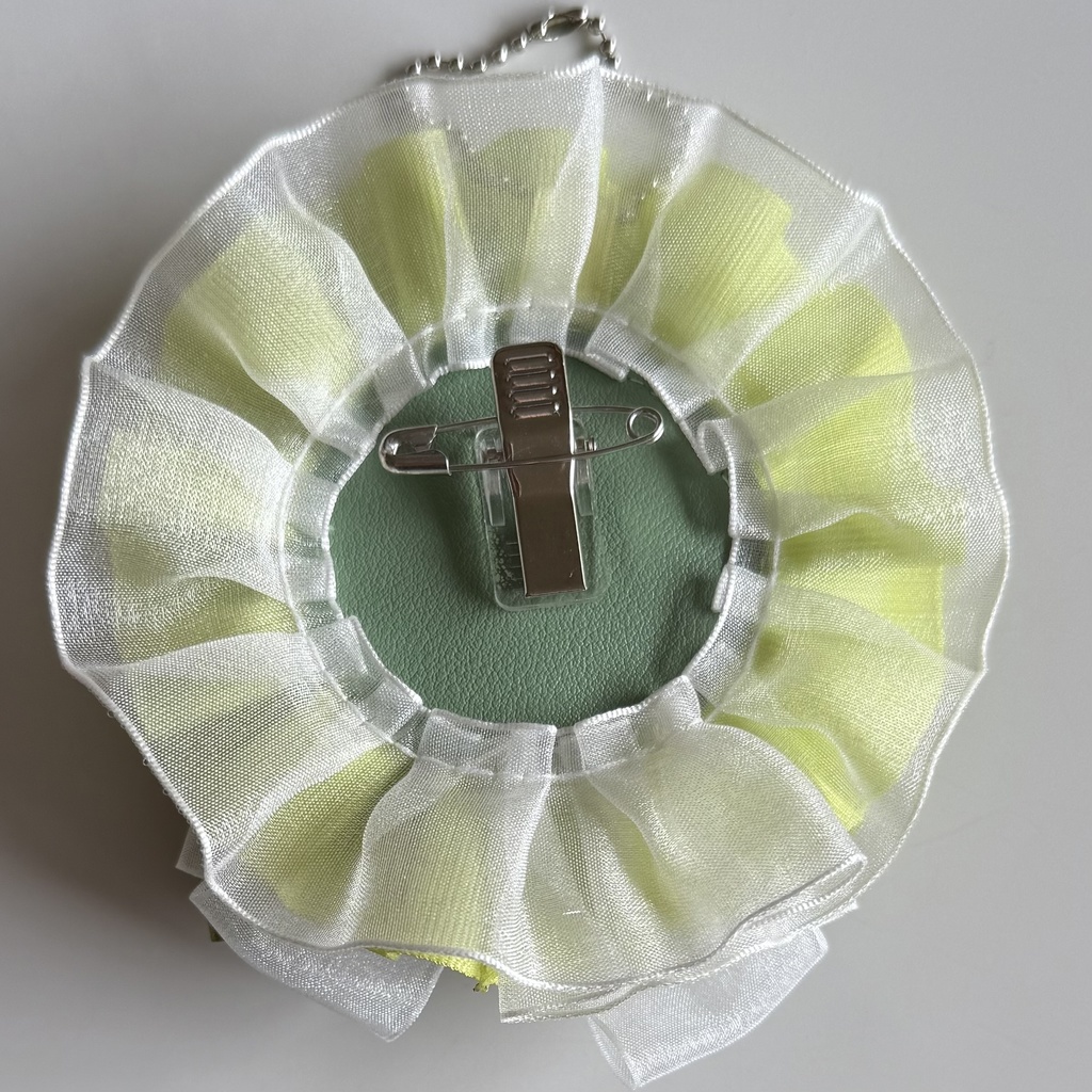 ハンドメイド ロゼット 痛ロゼット グリーン×ホワイト 緑×白