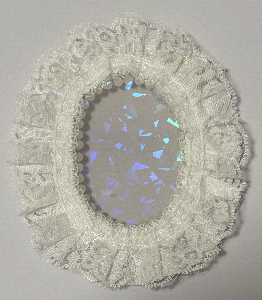 ハンドメイド 硬質ケースデコ 白 ホワイト レース ホログラム