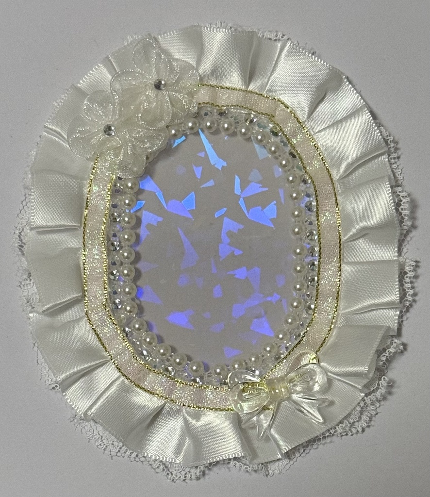 ハンドメイド 硬質ケースデコ 白 ホワイト レース ホログラム