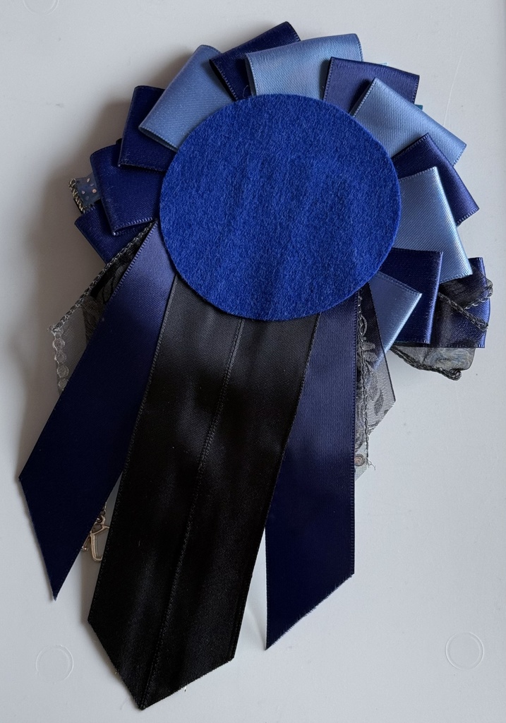 ハンドメイド ロゼット 痛ロゼット VΔLZ 長尾景 青×水色×黒 ブルー×ネイビー×ブラック