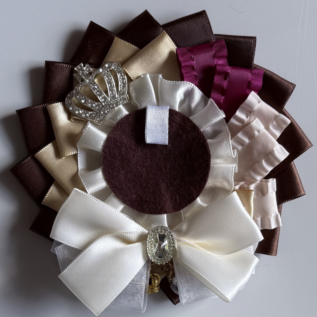 ハンドメイドロゼット 痛ロゼット 加賀美ハヤト 茶×金×白 ブラウン×ゴールド×ホワイト 王冠 クラウン