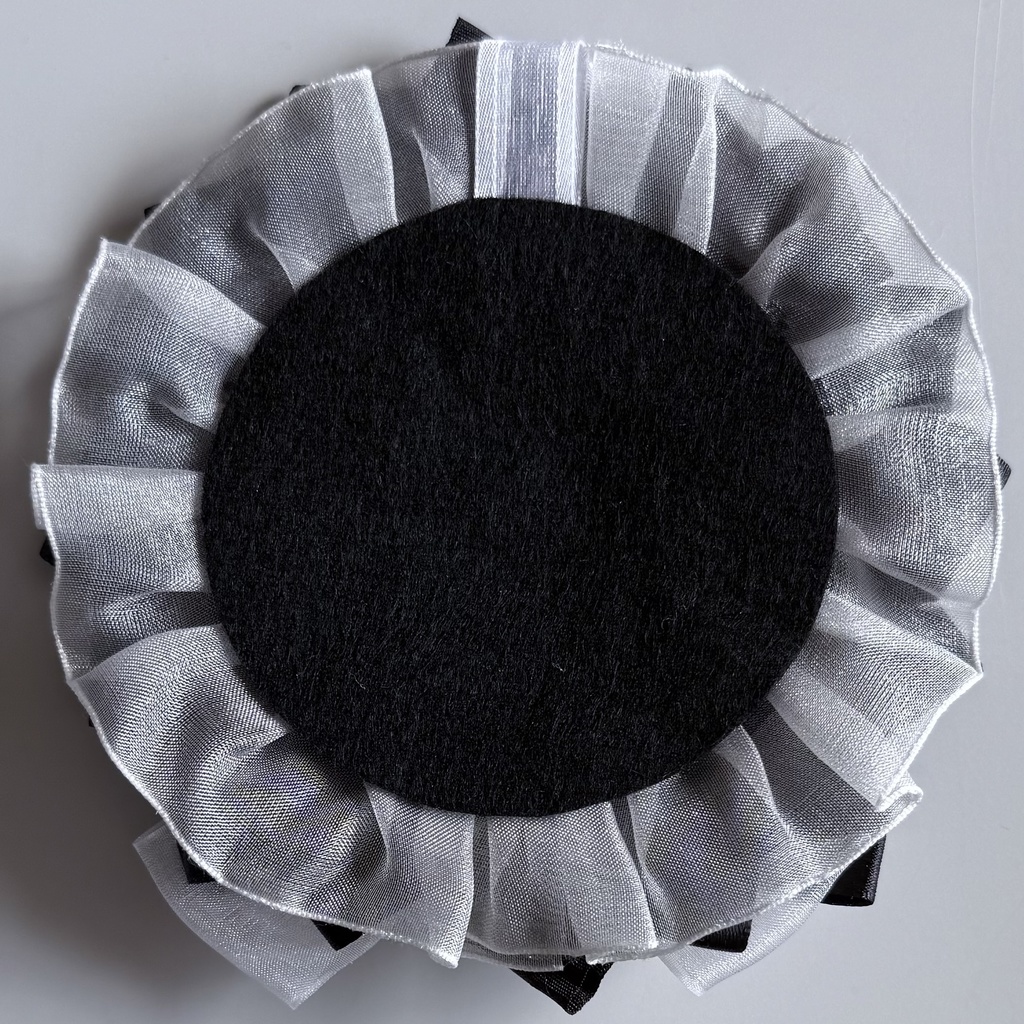 ハンドメイド ロゼット 痛ロゼット ハロウィン 黒×紫×白 ブラック×パープル×ホワイト