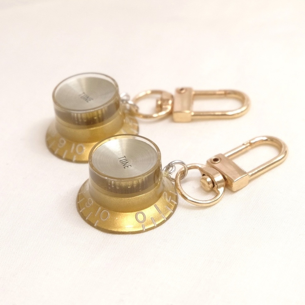 ギターノブキーホルダー Gold hat knob