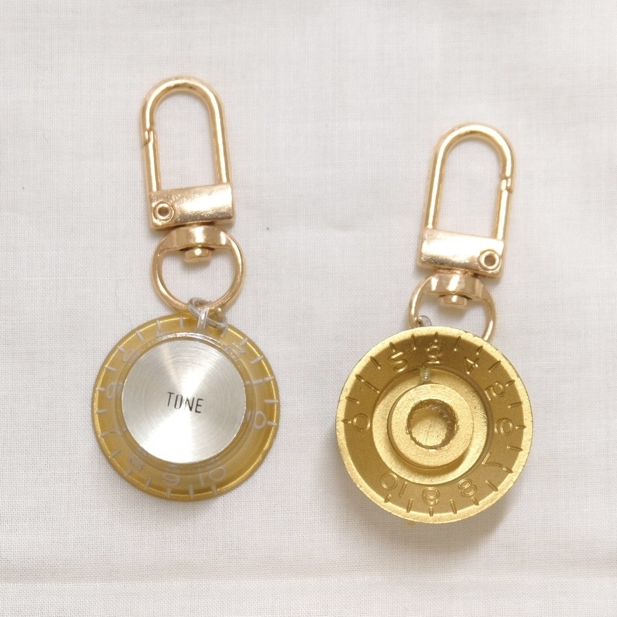 ギターノブキーホルダー Gold hat knob