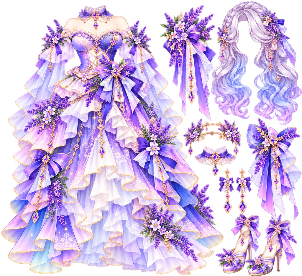 ラベンダー風ドレスセット
