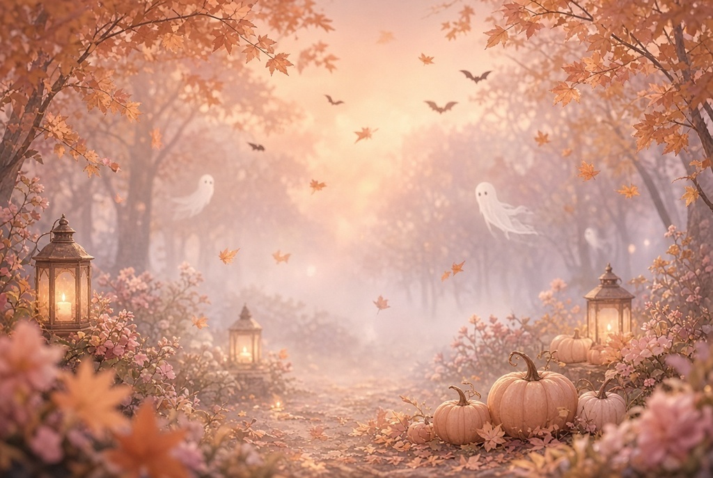 秋とハロウィンをイメージした背景素材