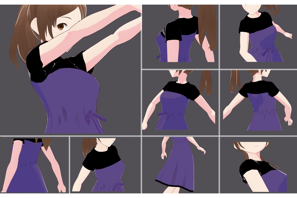 Vroid 衣装 ワンピース 001(カラー:白+紺)