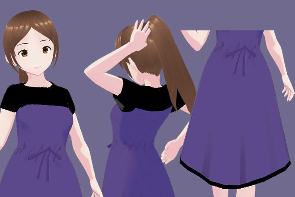 Vroid 衣装 ワンピース 001(カラー:白+紺)