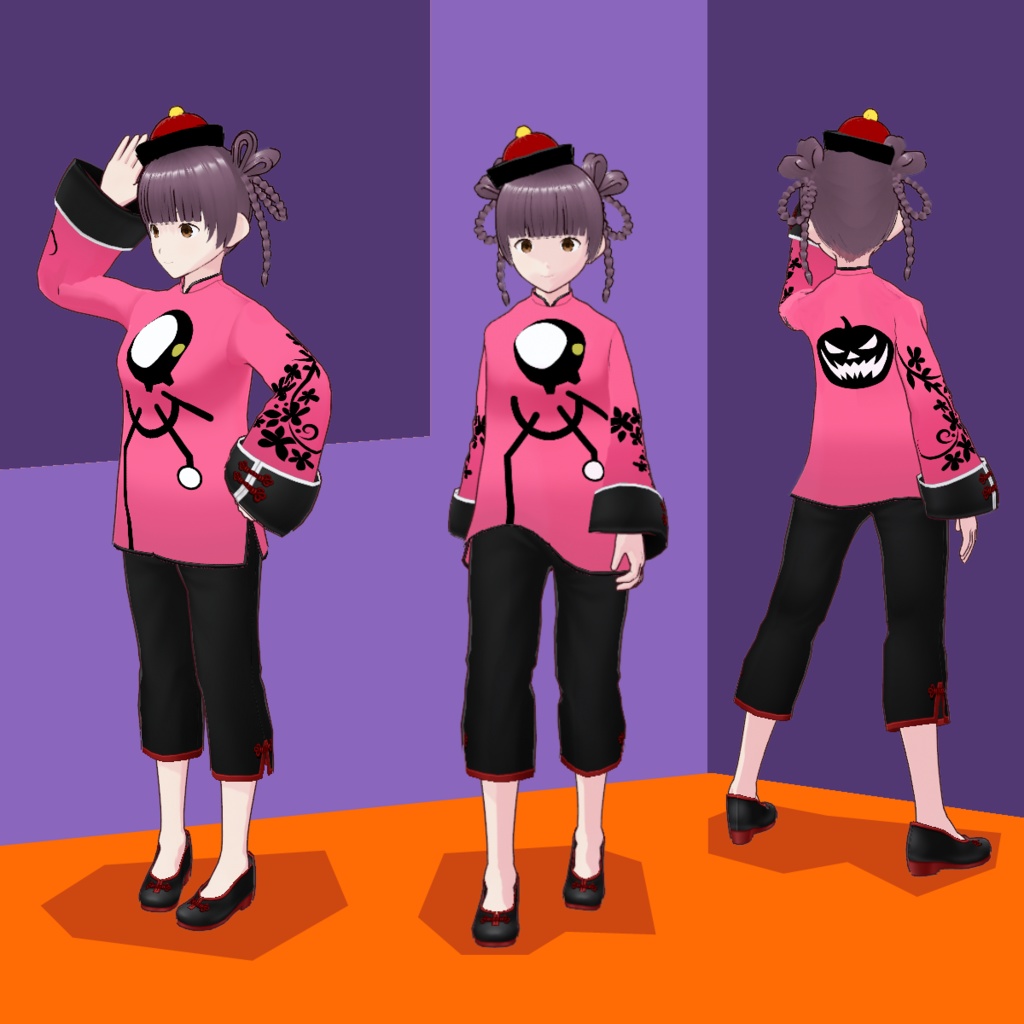 Vroid チャイナ服02 ハロウィン仕様 ★VRMファイル★