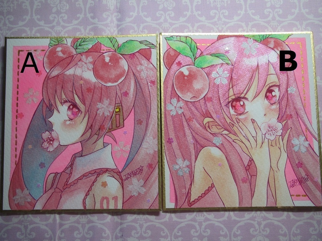 桜ミクちゃん 水彩原画 寸松庵色紙 Takecoの店 Booth
